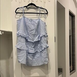 H&M Light Blue ruffle dress medium tiered tie shoulder